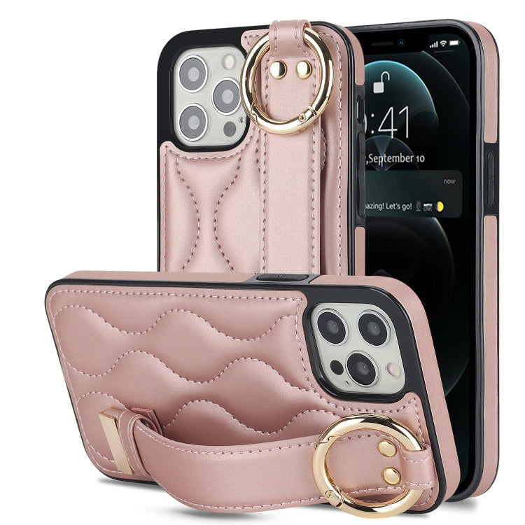 Non-slip Full Coverage Ring PU Phone Case with Wristband, For iPhone 12 Pro / 12, For iPhone 12 Pro Max, For iPhone 12 mini, For iPhone 11 Pro Max