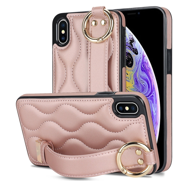 Non-slip Full Coverage Ring PU Phone Case with Wristband, For iPhone 11, For iPhone 11 Pro, For iPhone XS / X, For iPhone XR