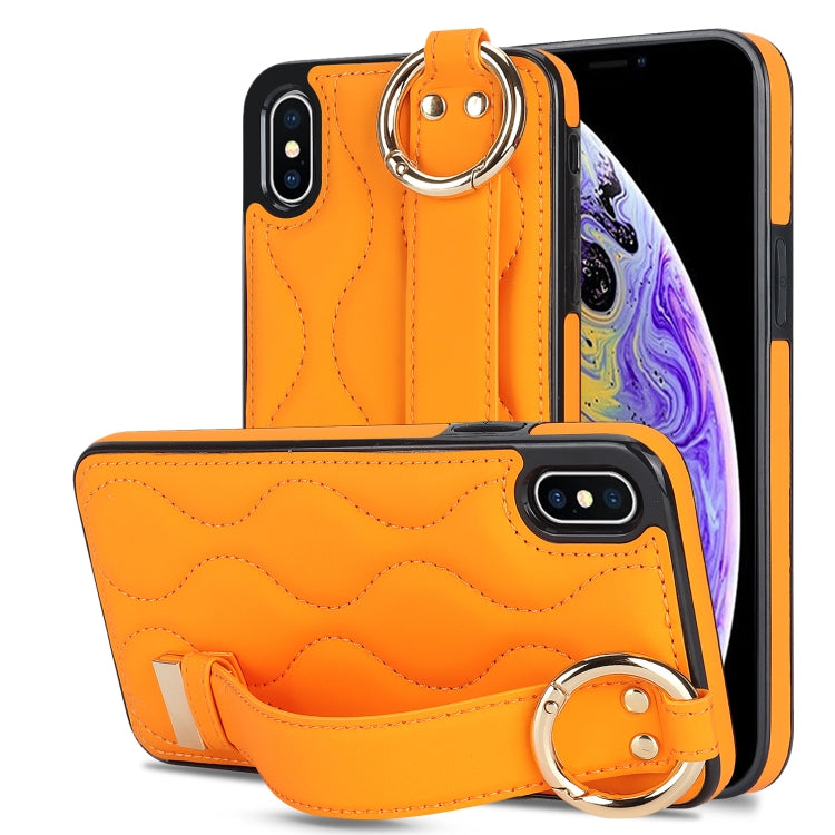 Non-slip Full Coverage Ring PU Phone Case with Wristband, For iPhone 11, For iPhone 11 Pro, For iPhone XS / X, For iPhone XR