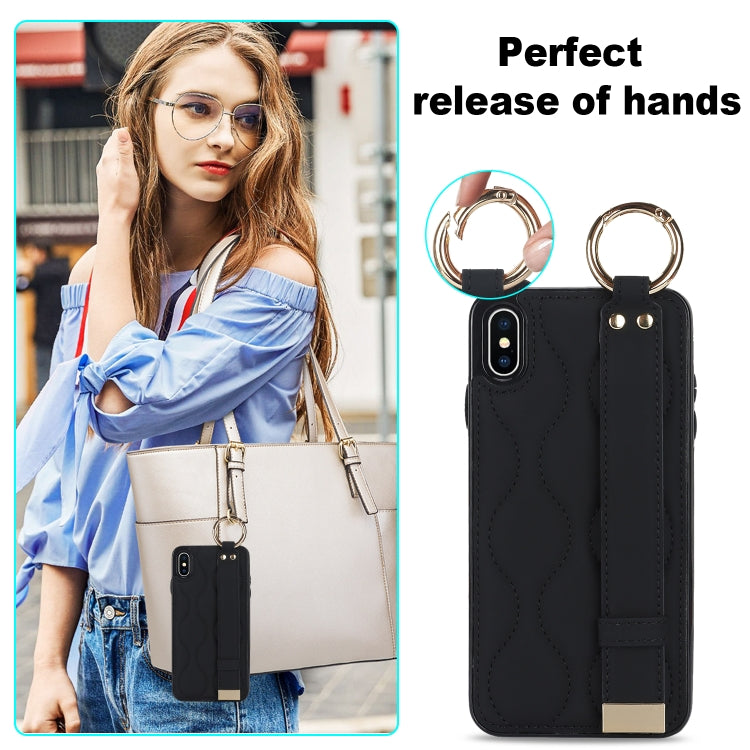 Non-slip Full Coverage Ring PU Phone Case with Wristband, For iPhone XS Max, For iPhone 7 Plus / 8 Plus, For iPhone 7 / 8