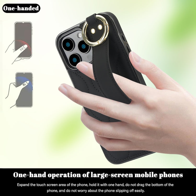 Non-slip Full Coverage Ring PU Phone Case with Wristband, For iPhone 16 Pro Max, For iPhone 16 Pro, For iPhone 16 Plus, For iPhone 16