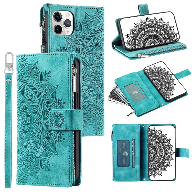 Multi-Card Totem Zipper Leather Phone Case, For iPhone 11 Pro