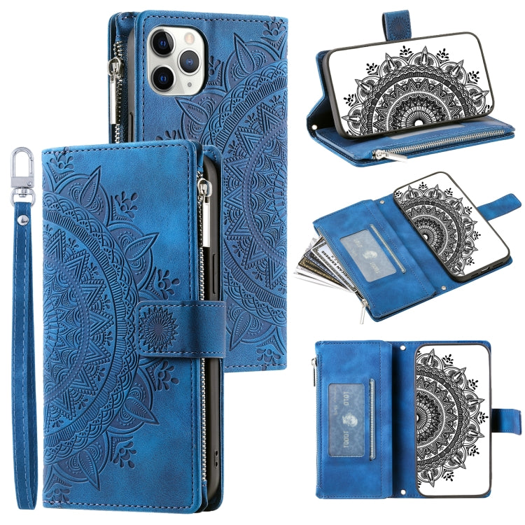 Multi-Card Totem Zipper Leather Phone Case, For iPhone 11 Pro