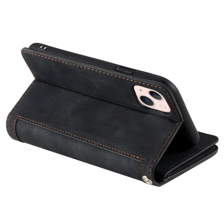 Nine Card Zipper Bag Leather Phone Case with Lanyard, For iPhone 15