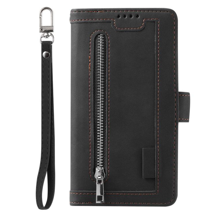 Nine Card Zipper Bag Leather Phone Case with Lanyard, For iPhone 16e, For iPhone 16 Pro Max, For iPhone 16 Pro, For iPhone 16 Plus, For iPhone 16, For iPhone 15 Pro Max, For iPhone 15 Pro, For iPhone 15 Plus