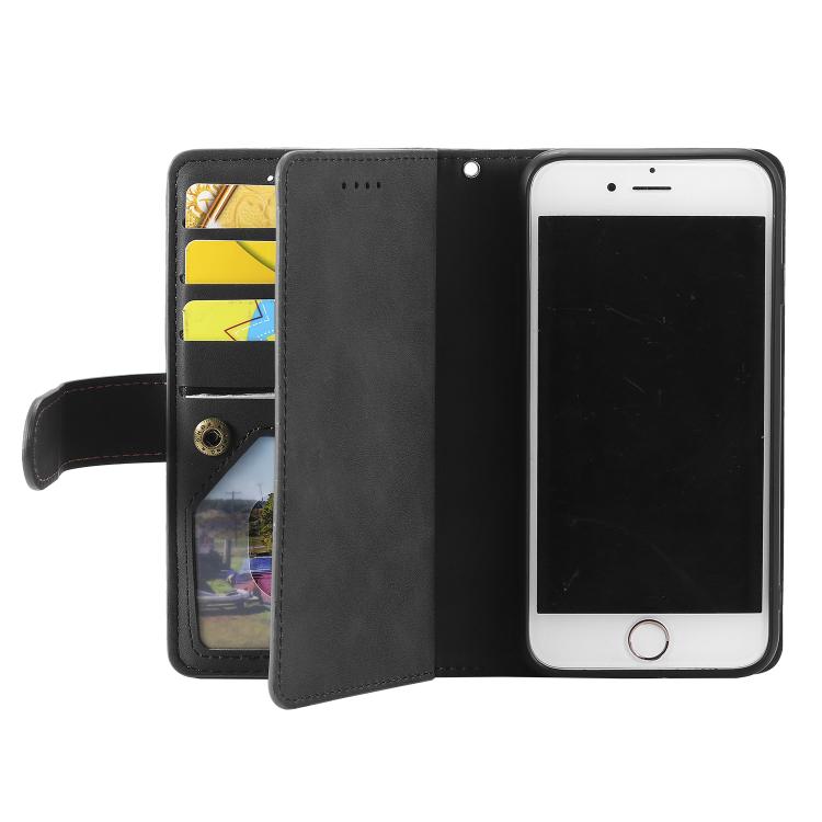 Nine Card Zipper Bag Leather Phone Case with Lanyard, For iPhone 16e, For iPhone 16 Pro Max, For iPhone 16 Pro, For iPhone 16 Plus, For iPhone 16, For iPhone 15 Pro Max, For iPhone 15 Pro, For iPhone 15 Plus