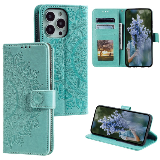 Totem Flower Embossed Leather Phone Case, For iPhone 15 Pro Max, For iPhone 15 Pro, For iPhone 15 Plus, For iPhone 15