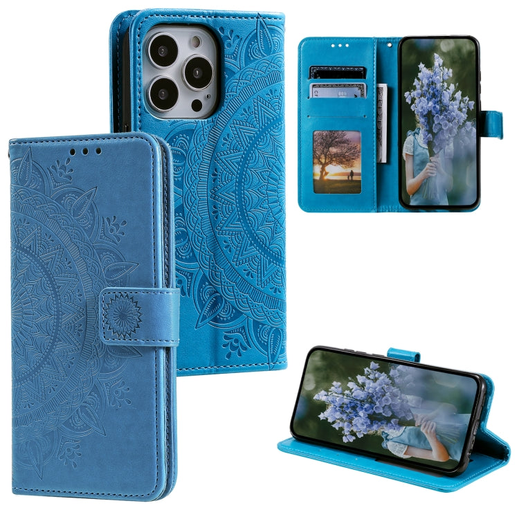 Totem Flower Embossed Leather Phone Case, For iPhone 15 Pro Max, For iPhone 15 Pro, For iPhone 15 Plus, For iPhone 15