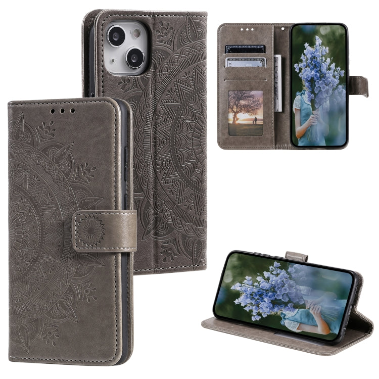 Totem Flower Embossed Leather Phone Case, For iPhone 15 Pro Max, For iPhone 15 Pro, For iPhone 15 Plus, For iPhone 15