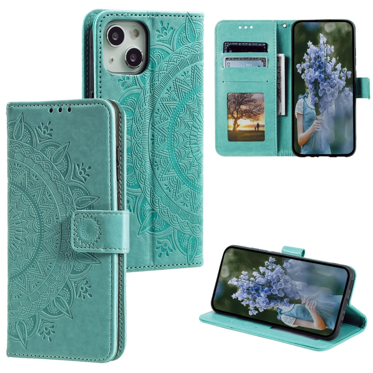 Totem Flower Embossed Leather Phone Case, For iPhone 15 Pro Max, For iPhone 15 Pro, For iPhone 15 Plus, For iPhone 15