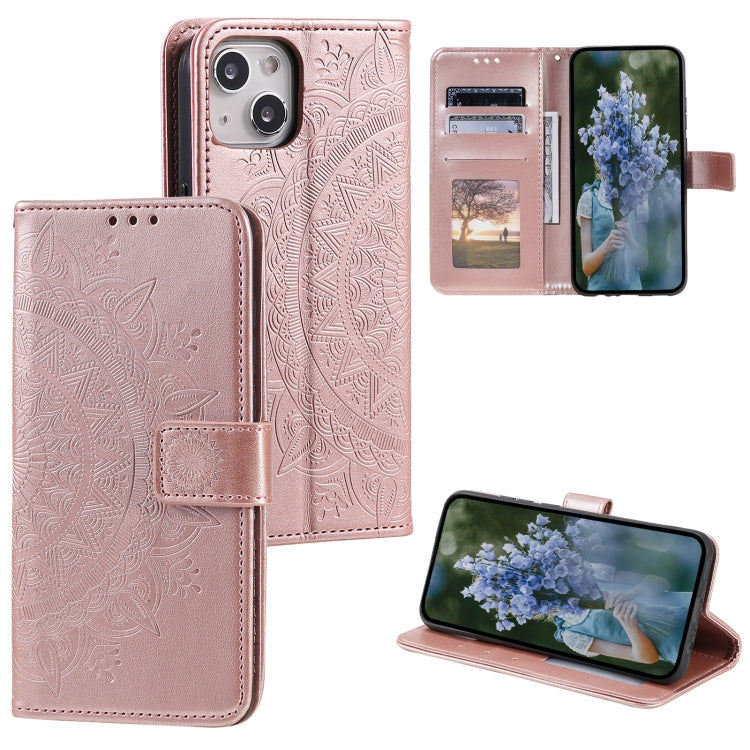 Totem Flower Embossed Leather Phone Case, For iPhone 15 Pro Max, For iPhone 15 Pro, For iPhone 15 Plus, For iPhone 15