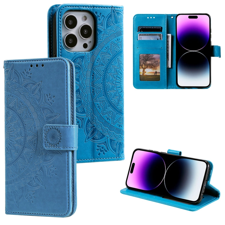 Totem Flower Embossed Leather Phone Case, For iPhone 16 Pro Max, For iPhone 16 Pro, For iPhone 16 Plus, For iPhone 16