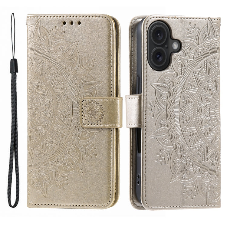 Totem Flower Embossed Leather Phone Case, For iPhone 16 Pro Max, For iPhone 16 Pro, For iPhone 16 Plus, For iPhone 16