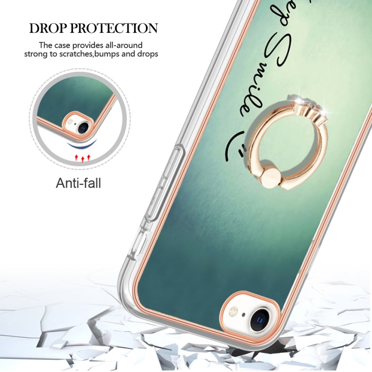 Electroplating Dual-side IMD Phone Case with Ring Holder, For iPhone SE 2022 / SE 2020 / 8, For iPhone 13 Pro Max, For iPhone 13 Pro, For iPhone 13