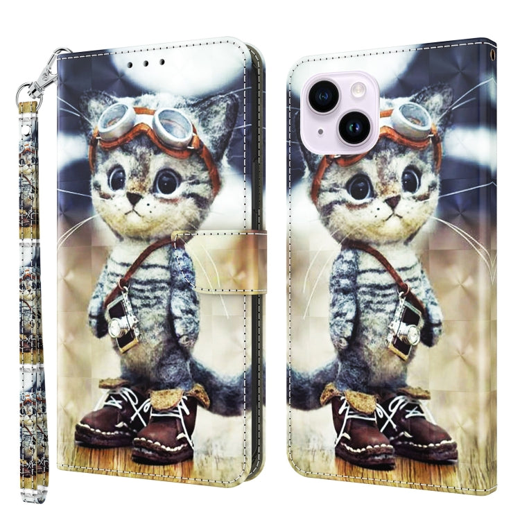 3D Painted Leather Phone Case, For iPhone 15 Plus, For iPhone 15