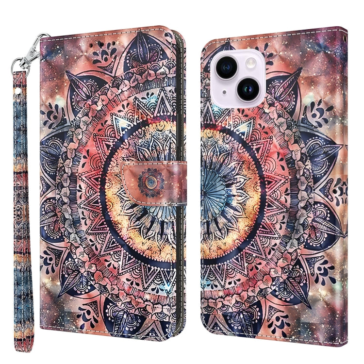 3D Painted Leather Phone Case, For iPhone 15 Plus, For iPhone 15