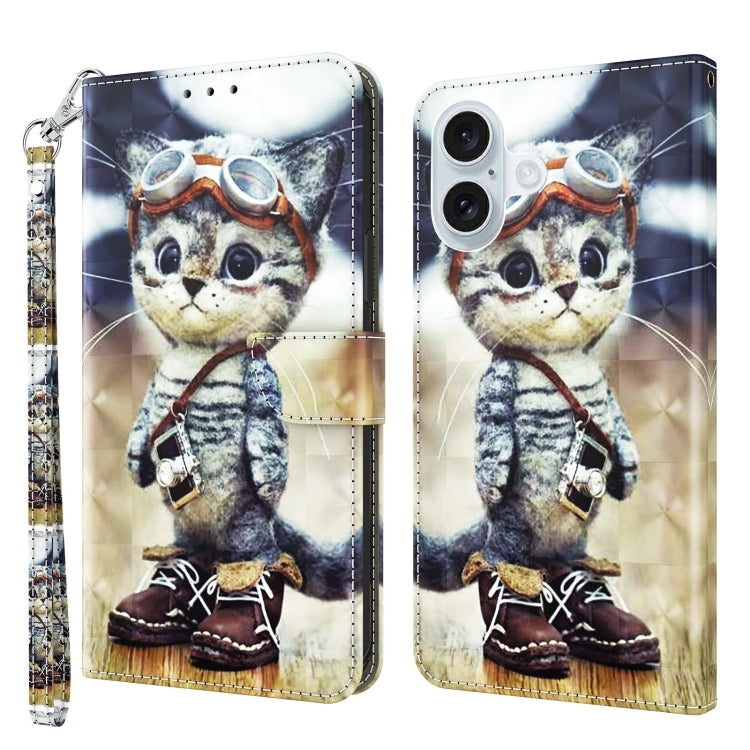 3D Painted Leather Phone Case, For iPhone 16 Pro Max, For iPhone 16 Pro, For iPhone 16 Plus