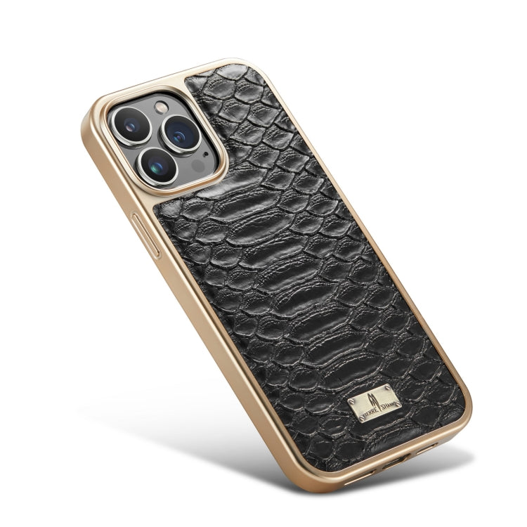 Fierre Shann Python Texture Electroplating PU Phone Case, For iPhone 14 Plus, For iPhone 14, For iPhone 14 Pro, For iPhone 14 Pro Max