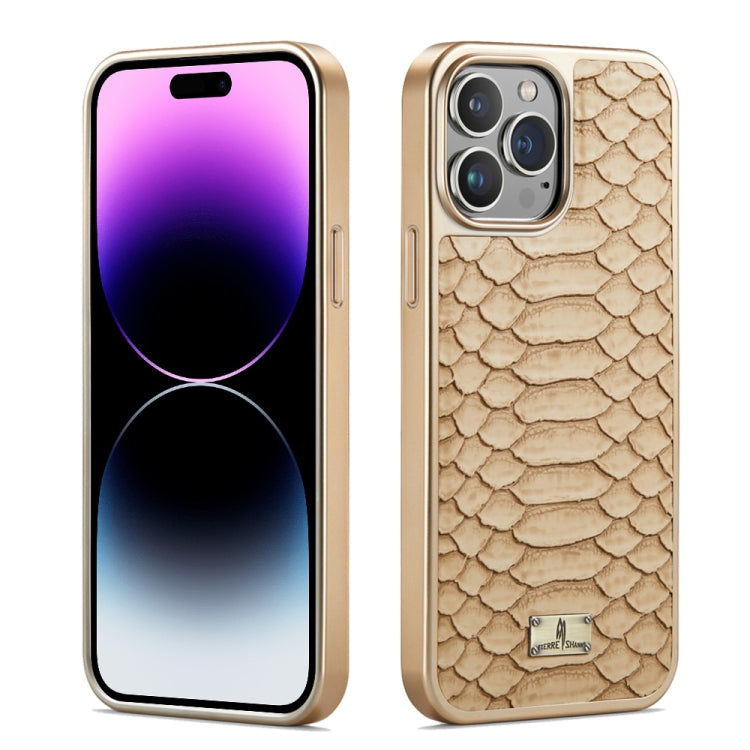 Fierre Shann Python Texture Electroplating PU Phone Case, For iPhone 14 Plus, For iPhone 14, For iPhone 14 Pro, For iPhone 14 Pro Max