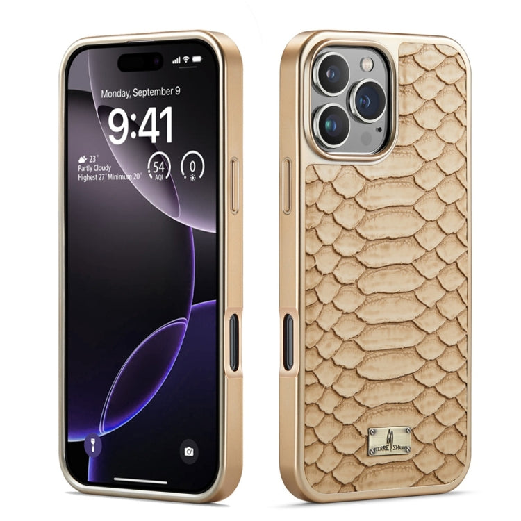 Fierre Shann Python Texture Electroplating PU Phone Case, For iPhone 16 Pro Max, For iPhone 16 Pro, For iPhone 16 Plus, For iPhone 16, For iPhone 15 Pro Max, For iPhone 15 Pro, For iPhone 15 Plus, For iPhone 15