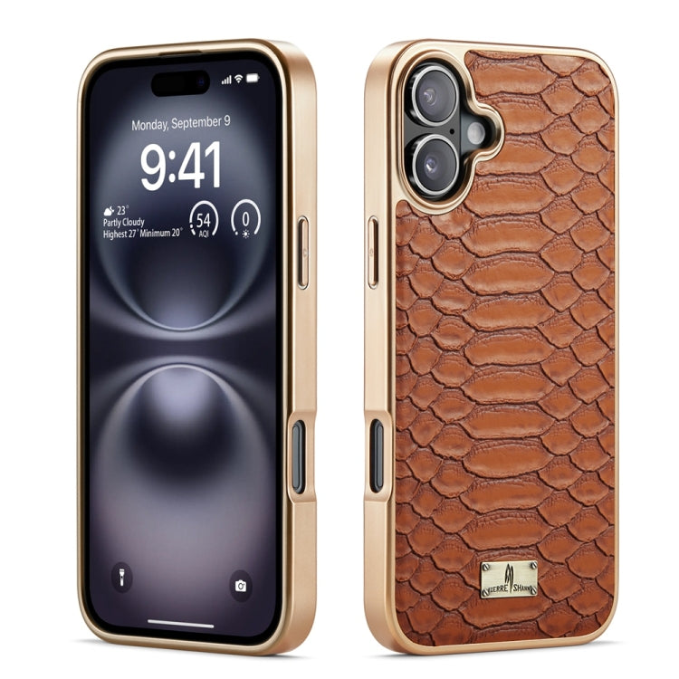 Fierre Shann Python Texture Electroplating PU Phone Case, For iPhone 16 Pro Max, For iPhone 16 Pro, For iPhone 16 Plus, For iPhone 16, For iPhone 15 Pro Max, For iPhone 15 Pro, For iPhone 15 Plus, For iPhone 15