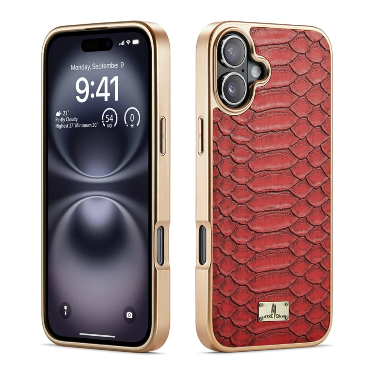 Fierre Shann Python Texture Electroplating PU Phone Case, For iPhone 16 Pro Max, For iPhone 16 Pro, For iPhone 16 Plus, For iPhone 16, For iPhone 15 Pro Max, For iPhone 15 Pro, For iPhone 15 Plus, For iPhone 15