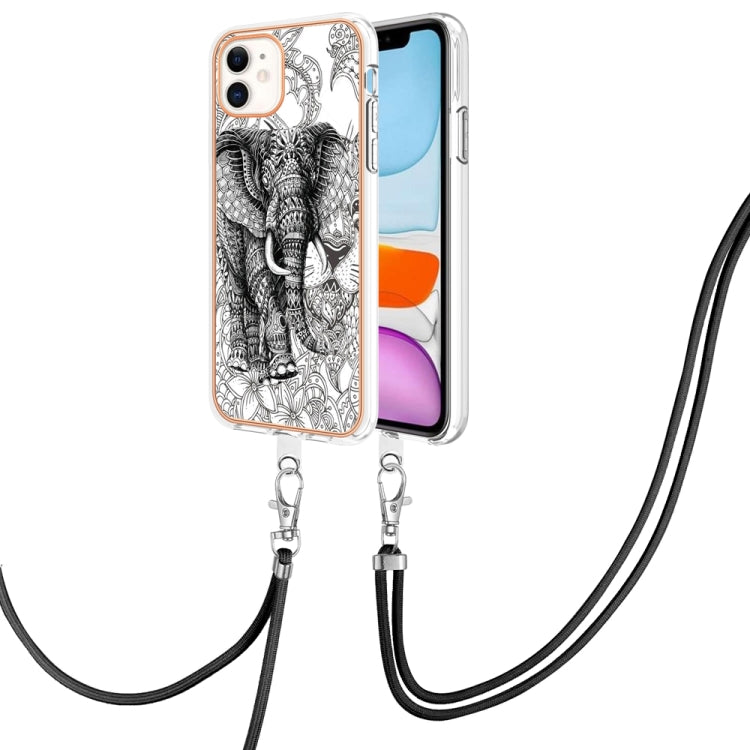 Electroplating Dual-side IMD Phone Case with Lanyard, For iPhone 12 / 12 Pro, For iPhone 12 Pro Max, For iPhone 11 Pro Max, For iPhone 11