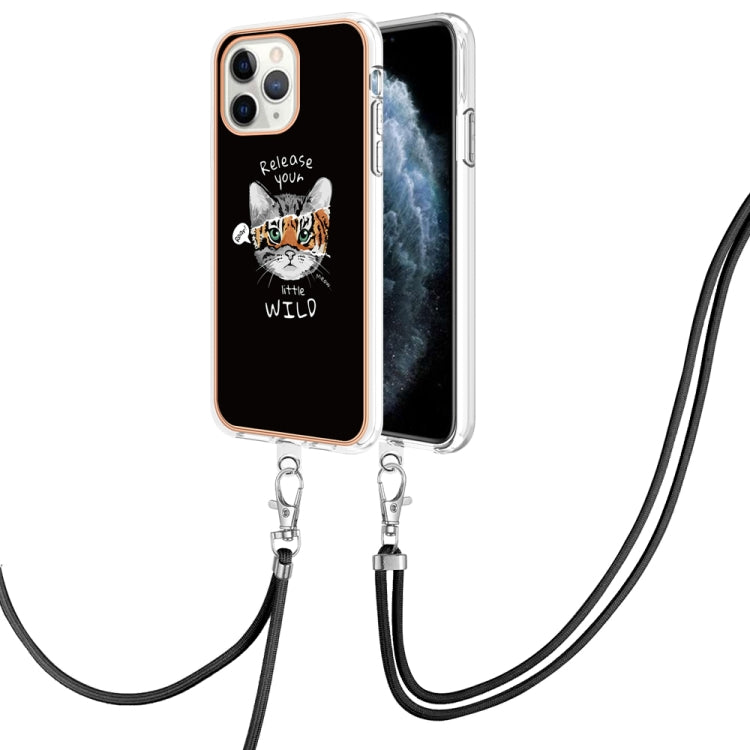 Electroplating Dual-side IMD Phone Case with Lanyard, For iPhone 12 / 12 Pro, For iPhone 12 Pro Max, For iPhone 11 Pro Max, For iPhone 11