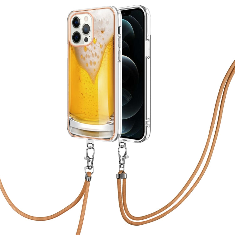 Electroplating Dual-side IMD Phone Case with Lanyard, For iPhone 12 / 12 Pro, For iPhone 12 Pro Max, For iPhone 11 Pro Max, For iPhone 11