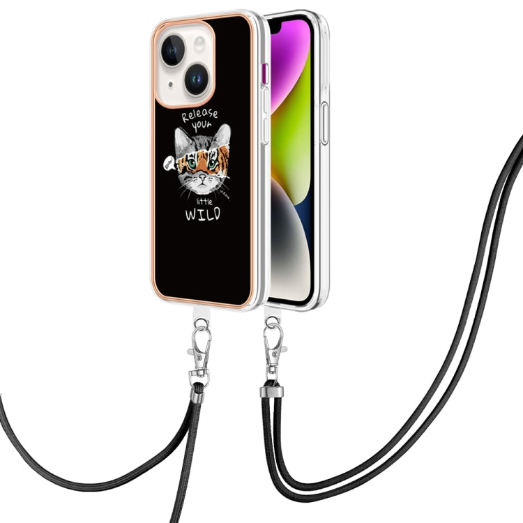 Electroplating Dual-side IMD Phone Case with Lanyard, For iPhone 14 Plus, For iPhone 14, For iPhone 14 Pro, For iPhone 14 Pro Max