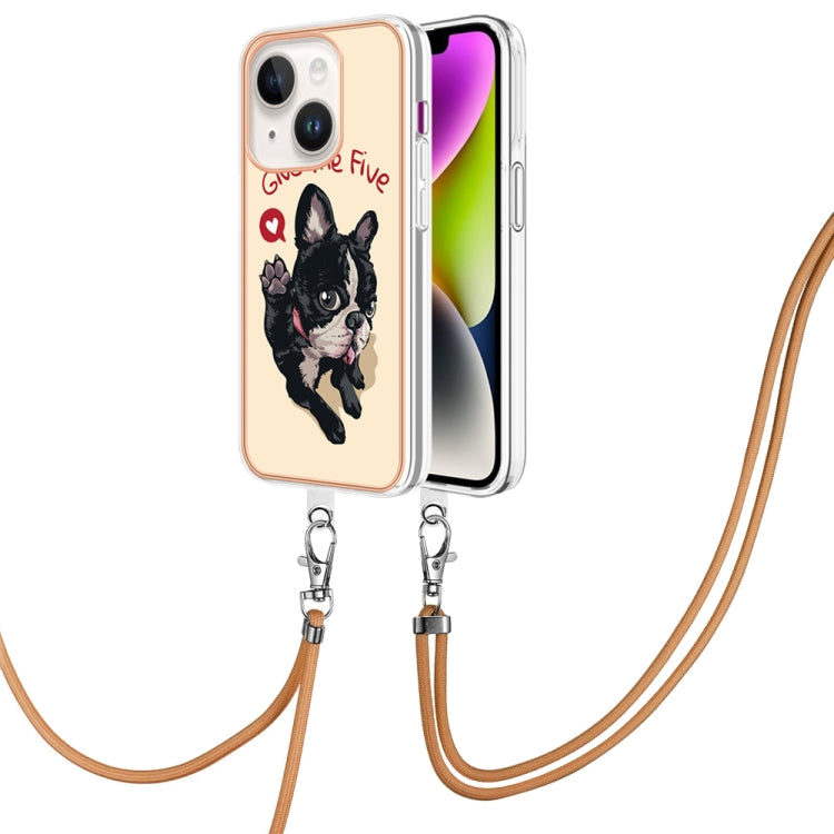 Electroplating Dual-side IMD Phone Case with Lanyard, For iPhone 14 Plus, For iPhone 14, For iPhone 14 Pro, For iPhone 14 Pro Max