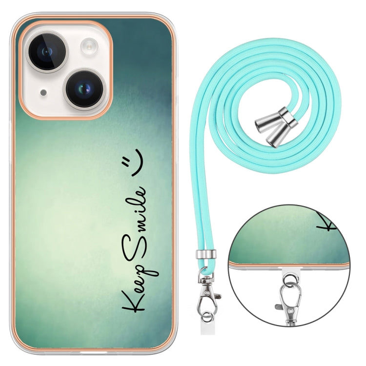 Electroplating Dual-side IMD Phone Case with Lanyard, For iPhone 14 Plus, For iPhone 14, For iPhone 14 Pro, For iPhone 14 Pro Max