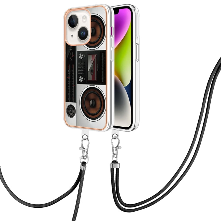 Electroplating Dual-side IMD Phone Case with Lanyard, For iPhone 15 Pro Max, For iPhone 15 Pro, For iPhone 15 Plus, For iPhone 15