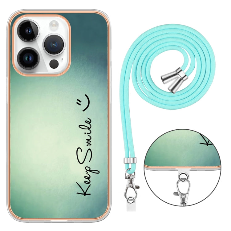 Electroplating Dual-side IMD Phone Case with Lanyard, For iPhone 15 Pro Max, For iPhone 15 Pro, For iPhone 15 Plus, For iPhone 15