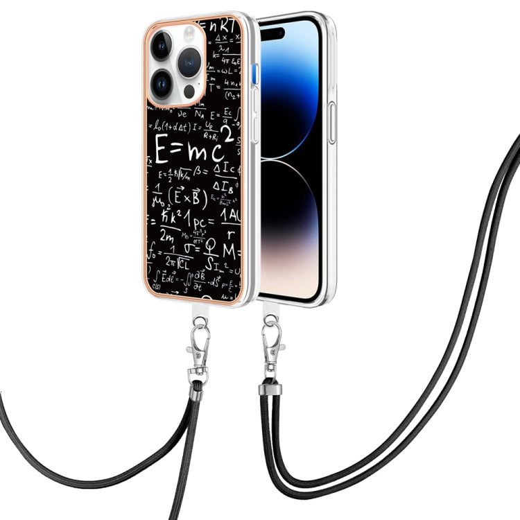 Electroplating Dual-side IMD Phone Case with Lanyard, For iPhone 15 Pro Max, For iPhone 15 Pro, For iPhone 15 Plus, For iPhone 15