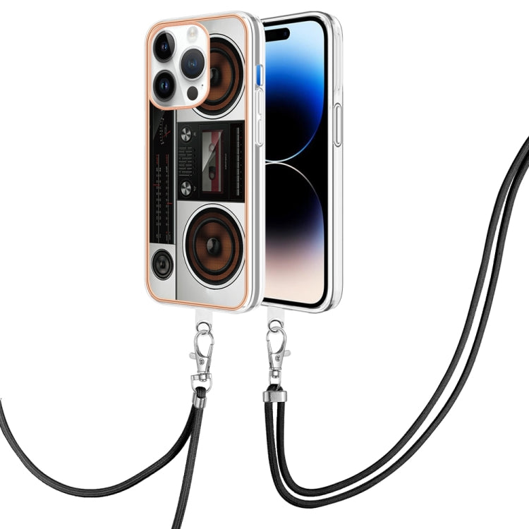 Electroplating Dual-side IMD Phone Case with Lanyard, For iPhone 16 Pro Max, For iPhone 16 Pro, For iPhone 16 Plus, For iPhone 16