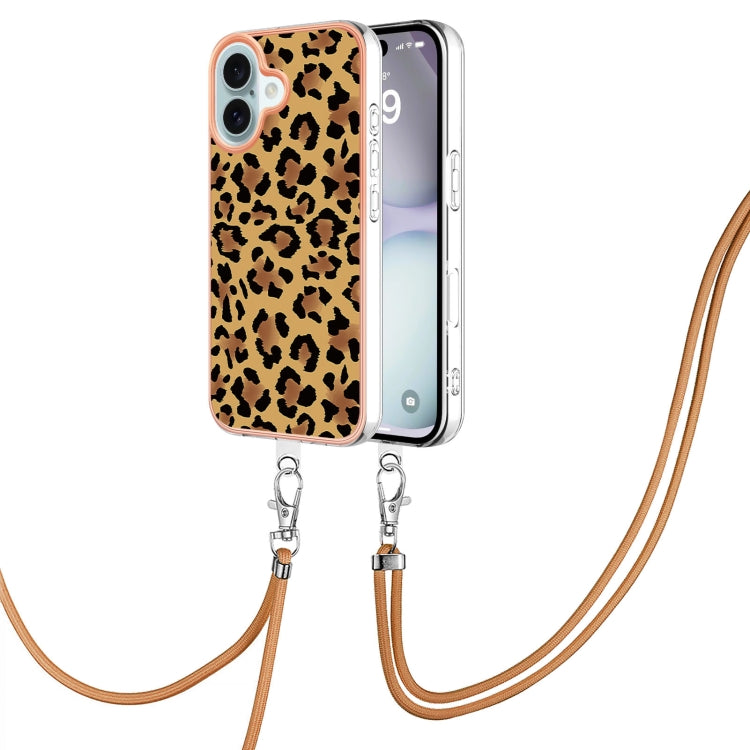 Electroplating Dual-side IMD Phone Case with Lanyard, For iPhone 16 Pro Max, For iPhone 16 Pro, For iPhone 16 Plus, For iPhone 16