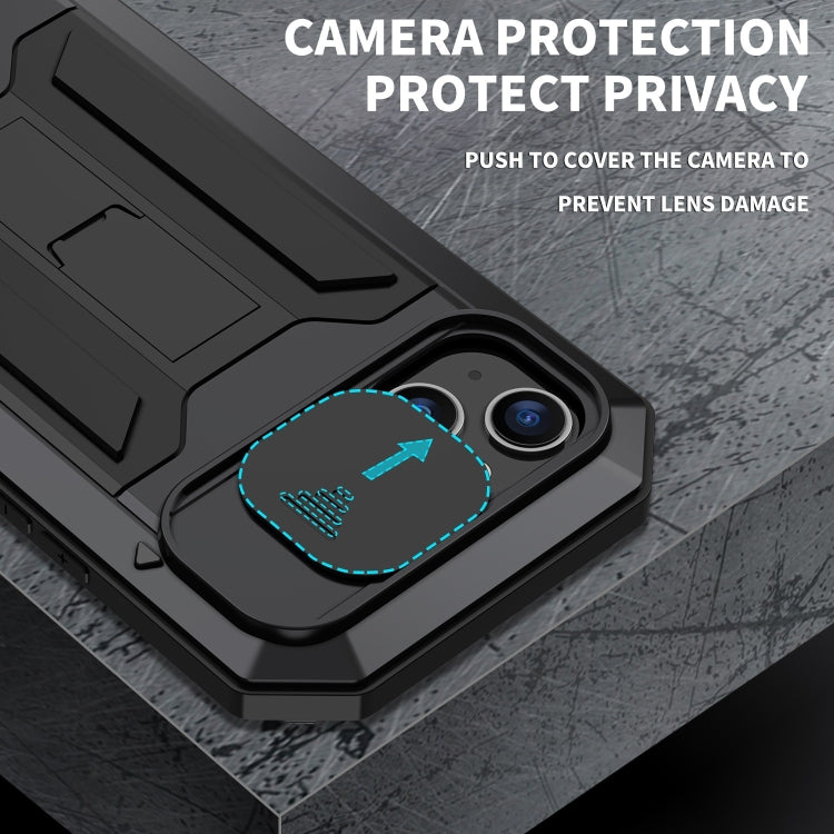 R-JUST Sliding Camera IP54 Life Waterproof Holder Phone Case, For iPhone 15