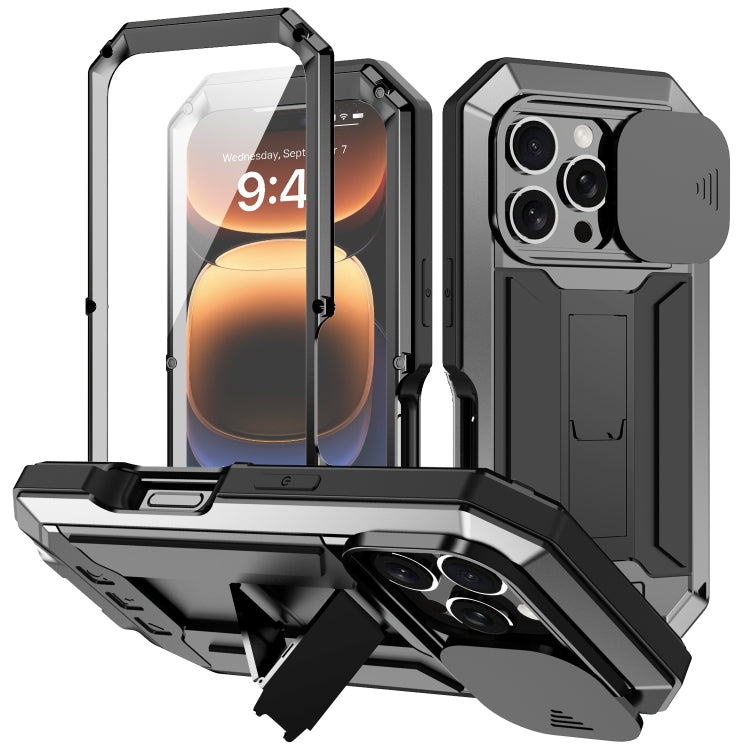 R-JUST Sliding Camera IP54 Life Waterproof Holder Phone Case, For iPhone 16e, For iPhone 16 Pro Max, For iPhone 16 Pro, For iPhone 16 Plus, For iPhone 16, For iPhone 15 Pro Max, For iPhone 15 Pro, For iPhone 15 Plus