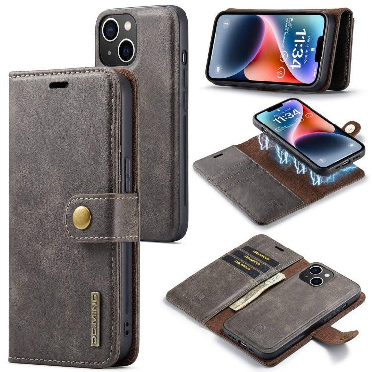 DG.MING Crazy Horse Texture Detachable Magnetic Leather Phone Case, For iPhone 15 Plus, For iPhone 15