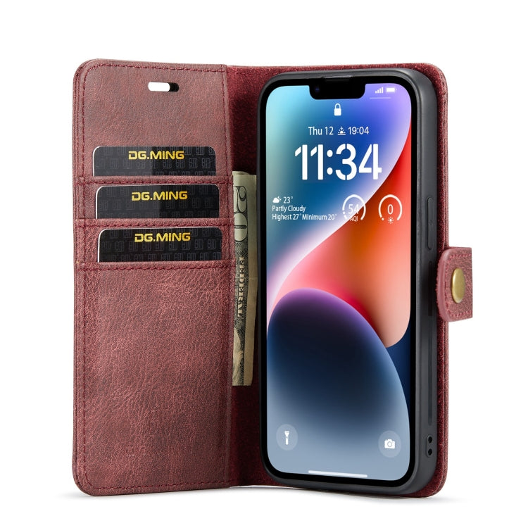 DG.MING Crazy Horse Texture Detachable Magnetic Leather Phone Case, For iPhone 15 Plus, For iPhone 15