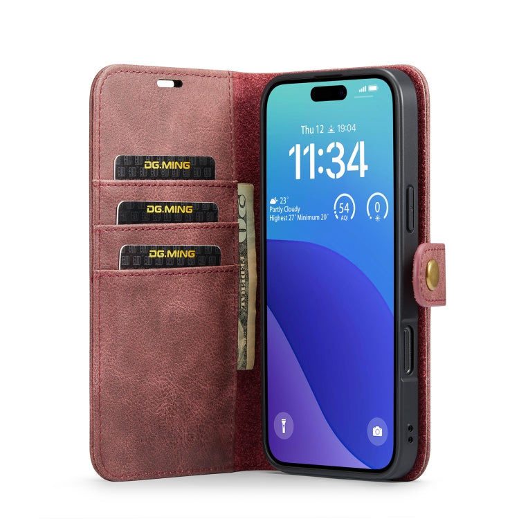 DG.MING Crazy Horse Texture Detachable Magnetic Leather Phone Case, For iPhone 16 Pro Max, For iPhone 16 Pro, For iPhone 16 Plus, For iPhone 16, For iPhone 15 Pro Max, For iPhone 15 Pro