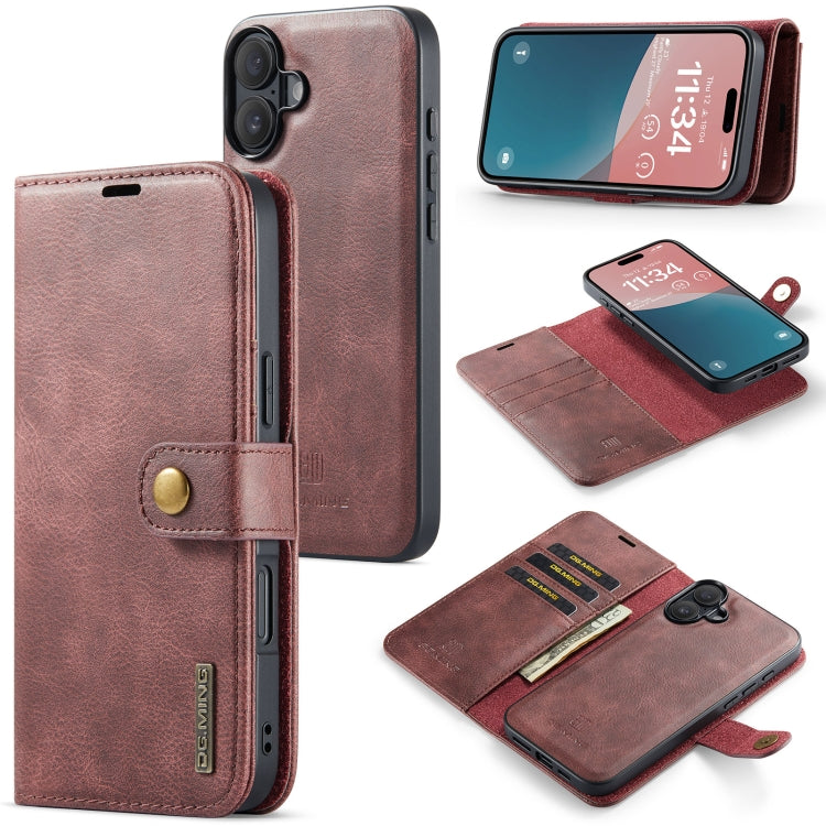 DG.MING Crazy Horse Texture Detachable Magnetic Leather Phone Case, For iPhone 16 Pro Max, For iPhone 16 Pro, For iPhone 16 Plus, For iPhone 16, For iPhone 15 Pro Max, For iPhone 15 Pro