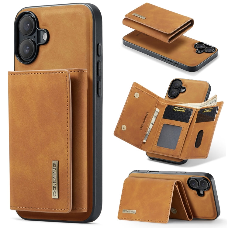 DG.MING M1 Series 3-Fold Multi Card Wallet Leather Phone Case, For iPhone 16 Pro Max, For iPhone 16 Pro, For iPhone 16 Plus, For iPhone 16, For iPhone 15 Pro Max, For iPhone 15 Pro