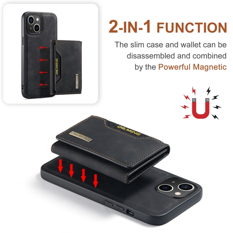 DG.MING M2 Series 3-Fold Card Bag Wallet Leather Phone Case, For iPhone 15 Plus, For iPhone 15