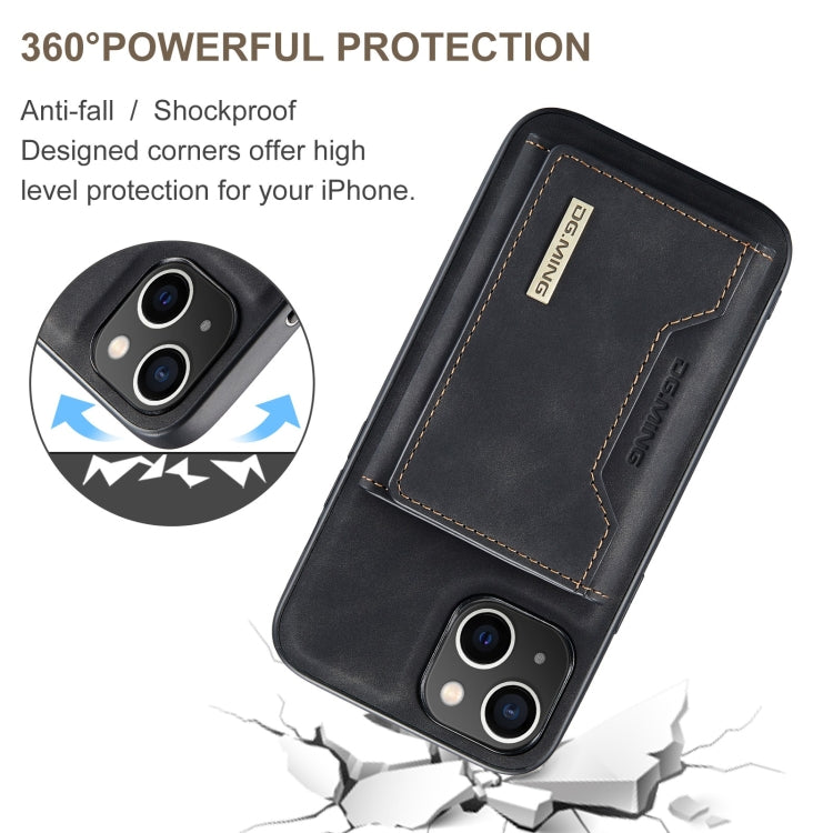 DG.MING M2 Series 3-Fold Card Bag Wallet Leather Phone Case, For iPhone 15 Plus, For iPhone 15