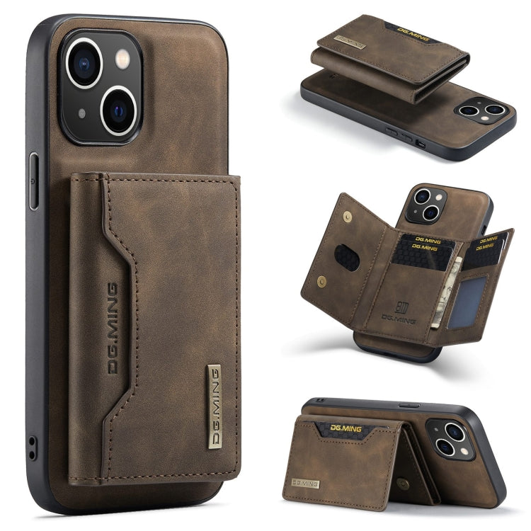 DG.MING M2 Series 3-Fold Card Bag Wallet Leather Phone Case, For iPhone 15 Plus, For iPhone 15