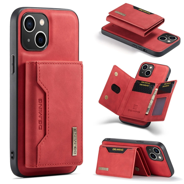 DG.MING M2 Series 3-Fold Card Bag Wallet Leather Phone Case, For iPhone 15 Plus, For iPhone 15