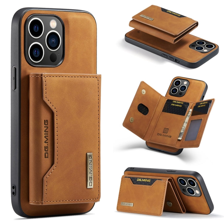 DG.MING M2 Series 3-Fold Card Bag Wallet Leather Phone Case, For iPhone 16 Pro Max, For iPhone 16 Pro, For iPhone 16 Plus, For iPhone 16, For iPhone 15 Pro Max, For iPhone 15 Pro