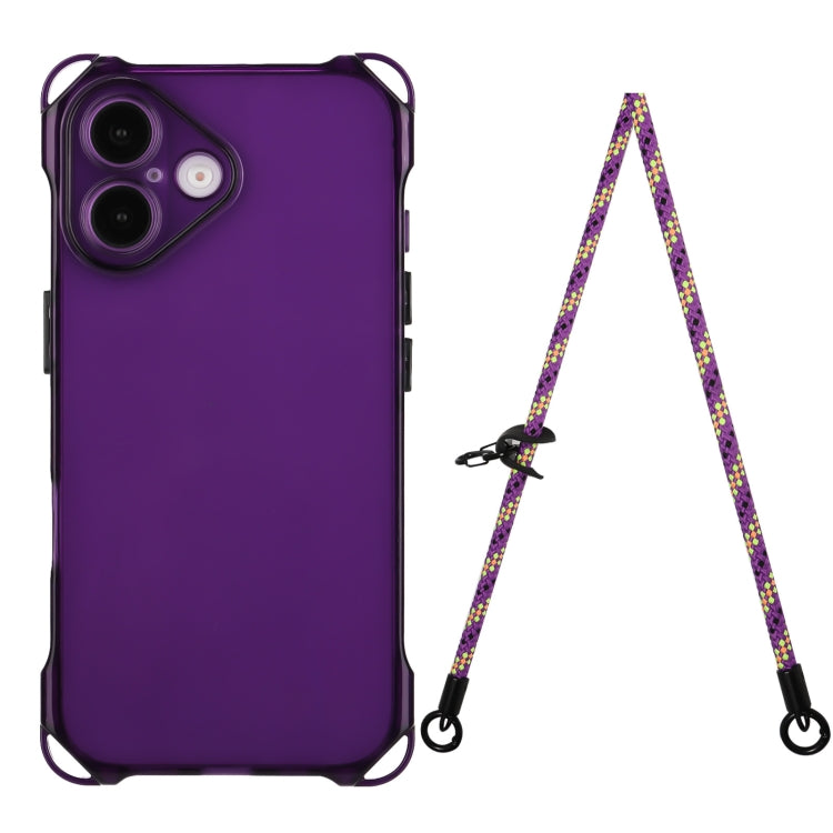 Four-corner Shockproof TPU Phone Case with Lanyard, For iPhone 16 Pro Max, For iPhone 16 Pro, For iPhone 16 Plus, For iPhone 16, For iPhone 15 Pro Max